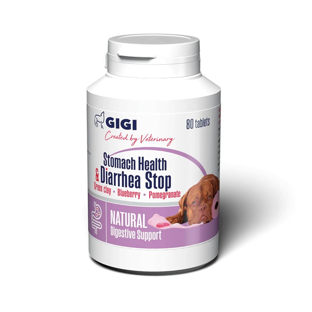 GiGi Stomach Health and Diarrhea Stop Ветсорбін адсорбент для нормалізації роботи кишечника, 60 таб від компанії MY PET - фото 1