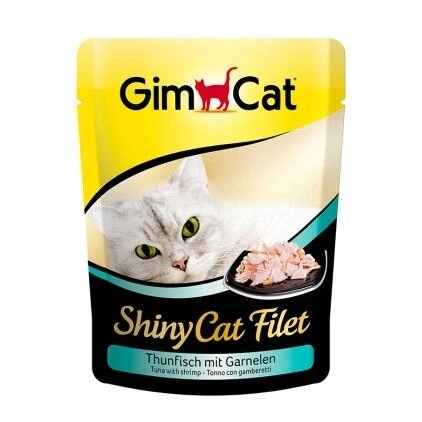 GimCat ShinyCat Filet (павукові) Шматочки тунця з креветками в бульйоні 70г від компанії MY PET - фото 1
