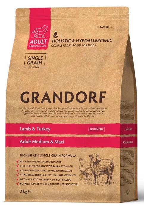 Grandorf DOG ADULT MEDIUM & MAXI Lamb & Turkey - ягня та індичка для дорослих собак середніх та великих порід від компанії MY PET - фото 1