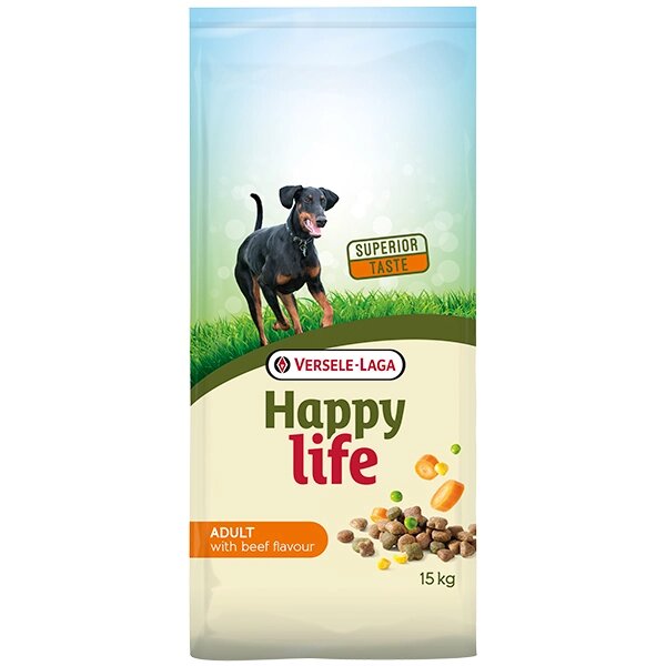 Happy Life Adult with Beef flavouring ХЕППІ ЛАЙФ ЯЛОВИЧИНА сухий преміум корм для собак усіх порід від компанії MY PET - фото 1