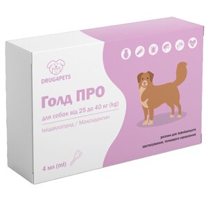 Краплі антіпаразітарні Голд ПРО для собак 25 - 40 кг, 4 мл, 1 піпетка