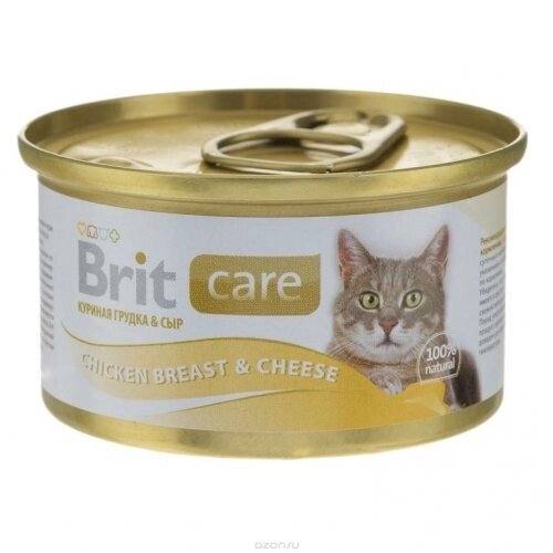 Консерви Brit Care Breast & Cheese для кішок з курячою грудкою і сиром 80г від компанії MY PET - фото 1