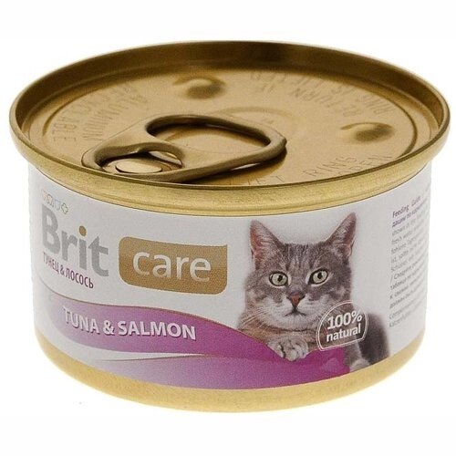 Консерви Brit Care Tuna & Salmon для кішок з тунцем і лососем 80г від компанії MY PET - фото 1