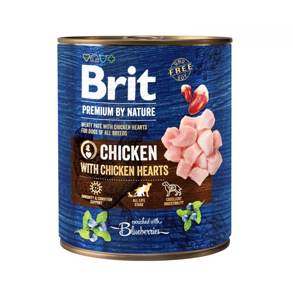 Консерви Brit Premium by Nature 800 г курка з курячим серцем від компанії MY PET - фото 1
