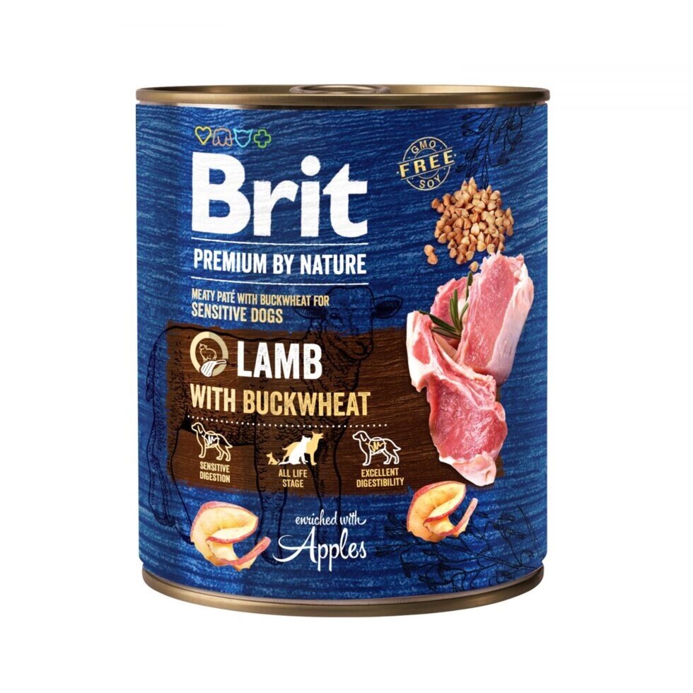 Консерви Brit Premium by Nature 800 г ягня з гречкою від компанії MY PET - фото 1