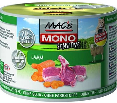 Консерви для кішок MAC "s Cat Mono Sensitive Lamb (100%) + Carrots / Ягня, морква 0.2 від компанії MY PET - фото 1