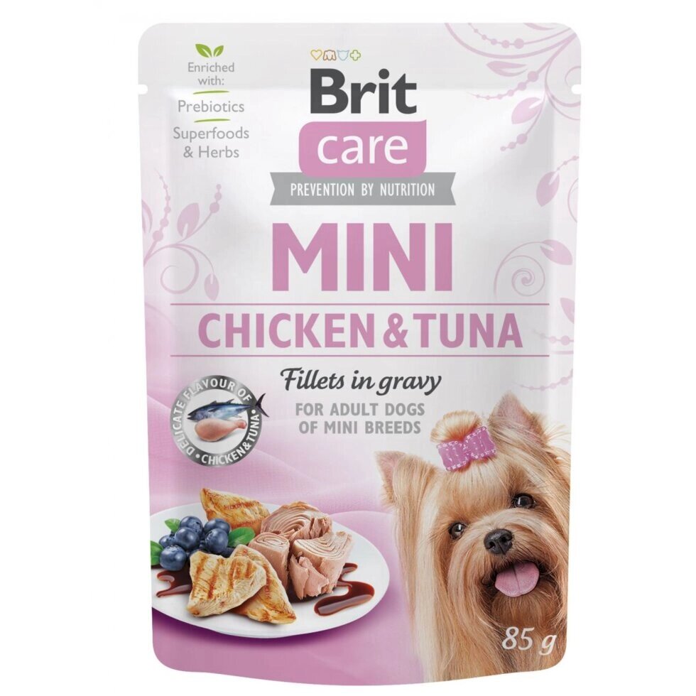 Корм Brit Care вологий для собак Брит Кеа Міні з філе курки і тунця в соусі 85г від компанії MY PET - фото 1