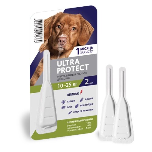 Краплі на холку від бліх і кліщів Ultra Protect для собак вагою 10-25кг від компанії MY PET - фото 1