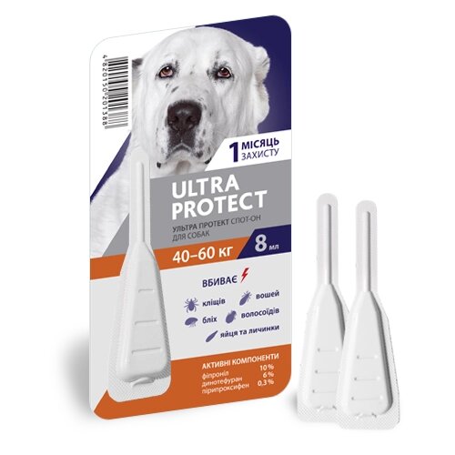 Краплі на холку від бліх і кліщів Ultra Protect для собак вагою 40-60кг від компанії MY PET - фото 1