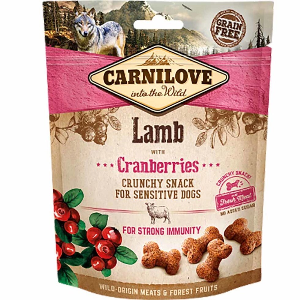 Ласощі для собак Carnilove Dog Lamb with Cranberries Crunchy Snack ягня, журавлина 200 г для імунітету від компанії MY PET - фото 1