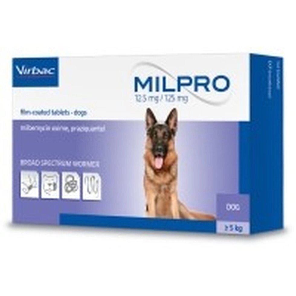 Мілпро дог 12,5 мг / 125 мг собак від 5 кг до 25 кг, 4 таб Milpro від компанії MY PET - фото 1