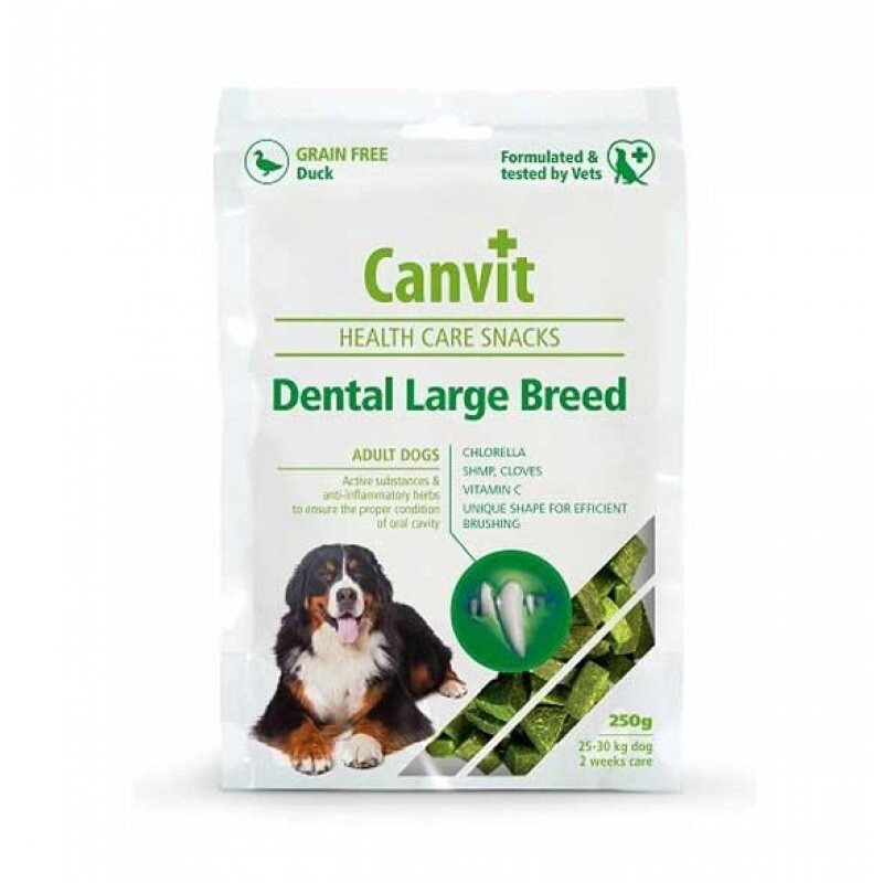 Напіввологі ласощі для догляду за зубами дорослих собак великих порід Canvit (Канвіт) Dental LB 250г від компанії MY PET - фото 1