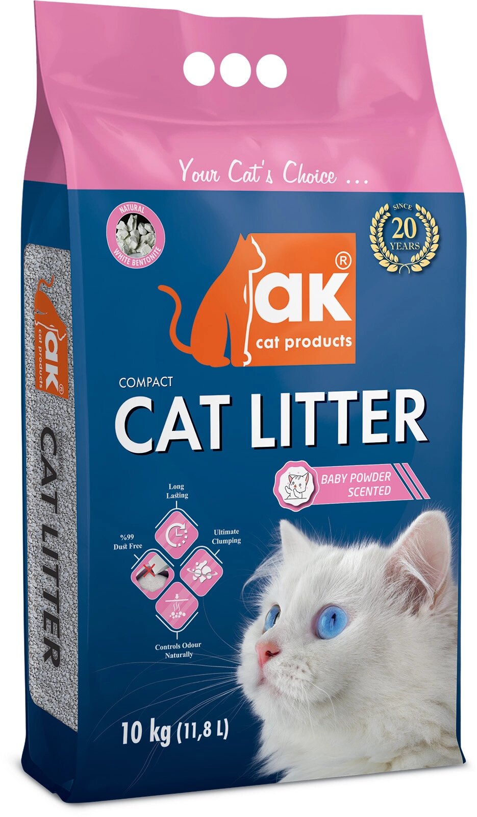 Наповнювач Akcat Compact cat litter бентонітовий дитяча присипка 5кг 5.9л від компанії MY PET - фото 1