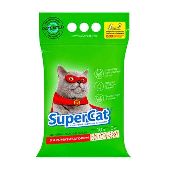 Наповнювач Supercat Суперкет Стандарт з ароматизатором зелений 3кг від компанії MY PET - фото 1