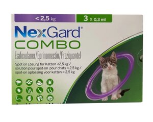 НексГард Комбо (NexGard Combo) для котів до 2,5 кг, S, 3 піпетки