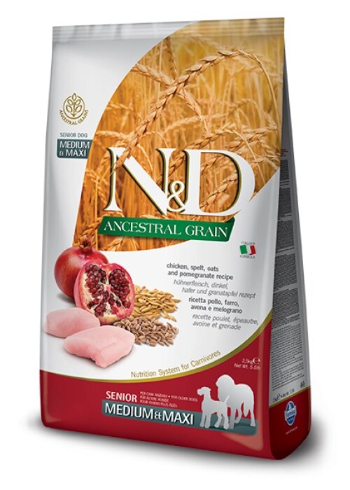 Низкозерновий корм для собак Farmina N & D Low Grain Dog Chicken & Pomegranate Senior Medium & Maxi від компанії MY PET - фото 1