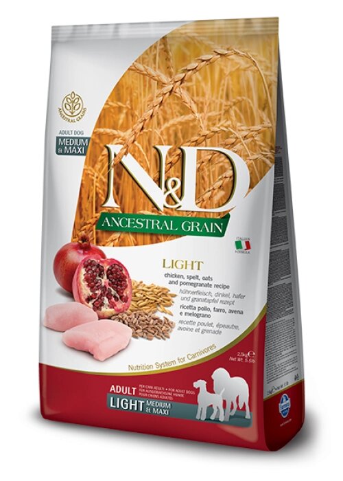 Низкозерновий корм для собак Farmina N & D Low Grain Dog Light Chicken & Pomegranate Adult Medium & Maxi від компанії MY PET - фото 1