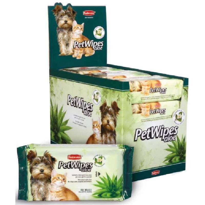 Padovan (Падован) Pet Wipes Aloe  Очищуючі серветки з алое і ароматом зеленого чаю для собак, кішок і цуценят 40шт. від компанії MY PET - фото 1