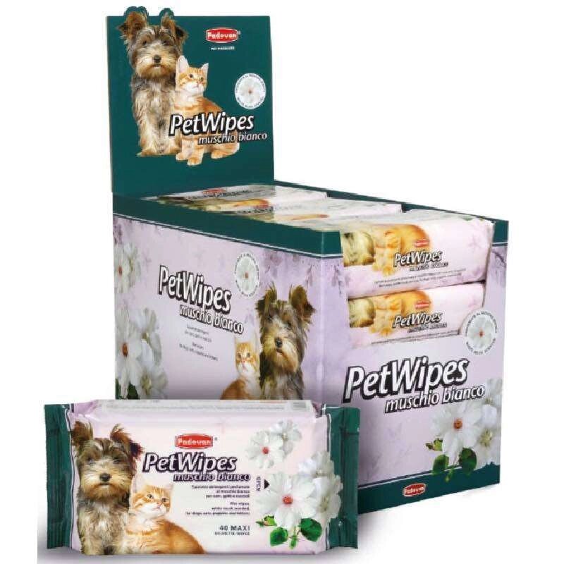 Padovan (Падован) Pet Wipes Muschio Bianco Очищуючі серветкі із запахом білого мускусу для собак, кішок та цуценят 40шт. від компанії MY PET - фото 1