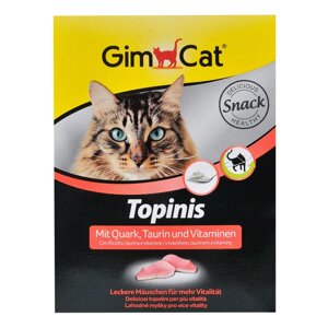 Вітаміни GimCat для котів, Topinis з сиром, 180 таб/220 г для поліпшений. обміну вещ-в, мікрофлори кишечника