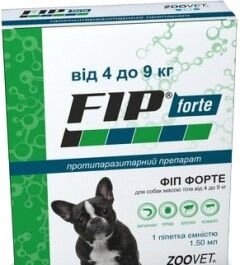 Краплі від бліх і кліщів ФІП форте Zoovet Fip Forte для собак 4-9 кг 1,5 мл