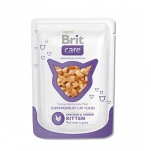Brit Care Cat павукові для кішок і кошенят курка і сир 80 г