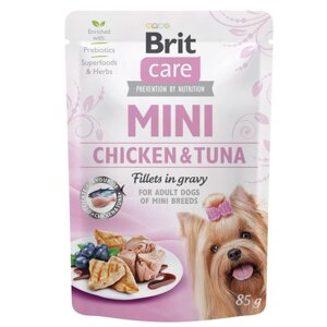 Корм Brit Care вологий для собак Брит Кеа Міні з філе курки і тунця в соусі 85г