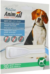 Краплі спот-он АнімАлл ВетЛайн AnimAll VetLine для собак 10 - 20 кг, 1 шт х 4 мл