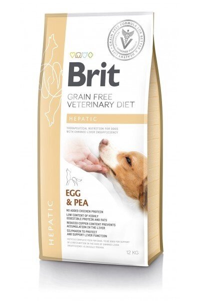 Brit GF Vet. Diets Dog Hepatic при хворобі печінки з яйцем, горохом, бататом і гречкою 12 - знижка