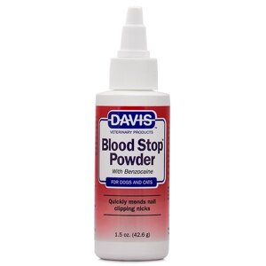 Davis Blood Stop Powder Девіс кровоспинний порошок з бензокаїном для собак і котів 43г