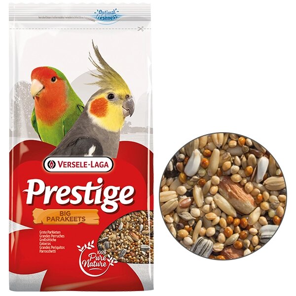 Versele-Laga Prestige Big Parakeets Cockatiels зернова суміш корм для середніх папуг 1кг - фото