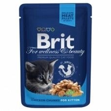 Brit Premium Chicken Chunks for Kitten павукові для кошенят шматочки з курочкою 100г