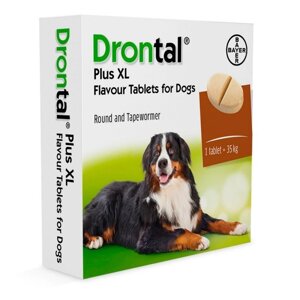 Дронтал Плюс XL Drontal plus XL Антигельминтик с вкусом мяса для собак 2 таб