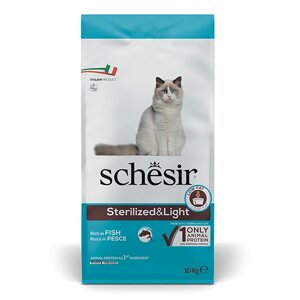 Schesir Cat Sterilized & Light ШЕЗІР сухий монопротеїновий корм для стерилізованих котів, для котів схильних до повноти