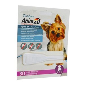 Краплі спот-он АнімАлл ВетЛайн AnimAll VetLine для собак 4 - 10 кг, 1 шт х 2 мл