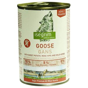 Вологий корм для дорослих собак Isegrim Adult Goose with Sweet Potato, Rose Hip, Wild Herbs Гуска