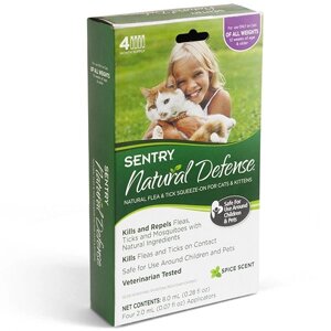 Sentry Natural Defense краплі від бліх і кліщів для котів і кошенят всіх порід 4шт.