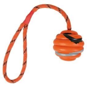 М'яч на мотузці Ф 6 см 30 см, гума, помаранчевий / чорний