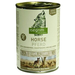 Вологий корм для дорослих собак Isegrim Adult Horse pure with Chokeberries, Champignons, Wild Herbs Конина