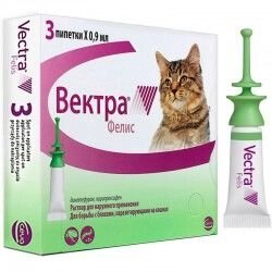 Інсектицидні краплі Vectra Вектра Феліс для кішок 0,6 - 10 кг, 3 шт х 0,9 мл Felis Ceva - MY PET