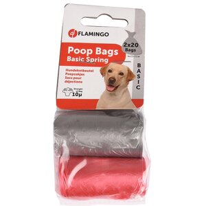 Flamingo Swifty Waste Bags ФЛАМИНГО цветные пакеты для сбора фекалий собак, 2 рул. по 20 пакетов