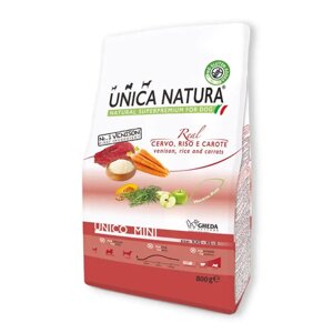 Сухий корм Unica Natura Unico Mini Deer для собак малих порід оленина, рис та морква 800g