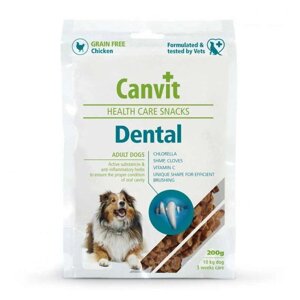 Напіввологі ласощі по догляду за зубами і ротовою порожниною для дорослих собак Canvit (Канвіт) Dental Snack 200г