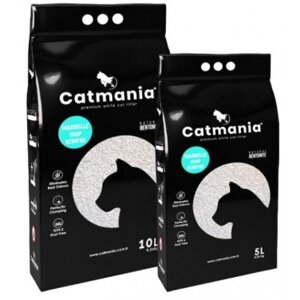 Бентонітовий комкуючийся наповнювач Catmania для котів з запахом марсельського мила, бірюзові гранули