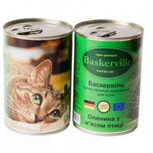 Baskerville консерва для кішок з олениною і м'ясом птиці 400 г