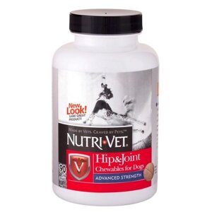Nutri-Vet Hip & Joint Advanced - препарат Нутри-Вет глюкозамін, хондроїтин, МСМ для собак 3 рівень 90таб.
