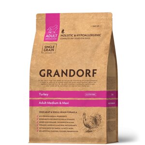 Grandorf Turkey Adult Medium & Maxi Breeds - сухий корм для дорослих собак середніх та великих порід з індичкою