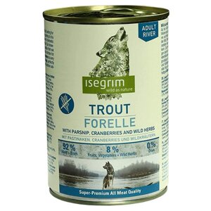 Вологий корм для дорослих собак Isegrim Adult Trout with Parsnip, Cranberries, Wild Herbs форель