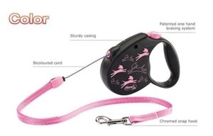 Flexi Color Повідець-рулетка для собак М для собак до 20кг рожева