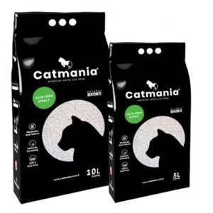 Бентонітовий комкуючийся наповнювач Catmania для котів з запахом алое вера, зелені гранули